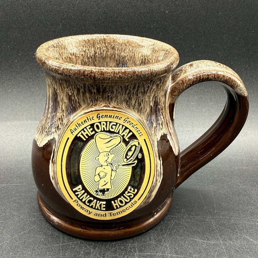 The Original Pancake House Deneen Pottery Mug Temecula Poway CA Stoneware Brown